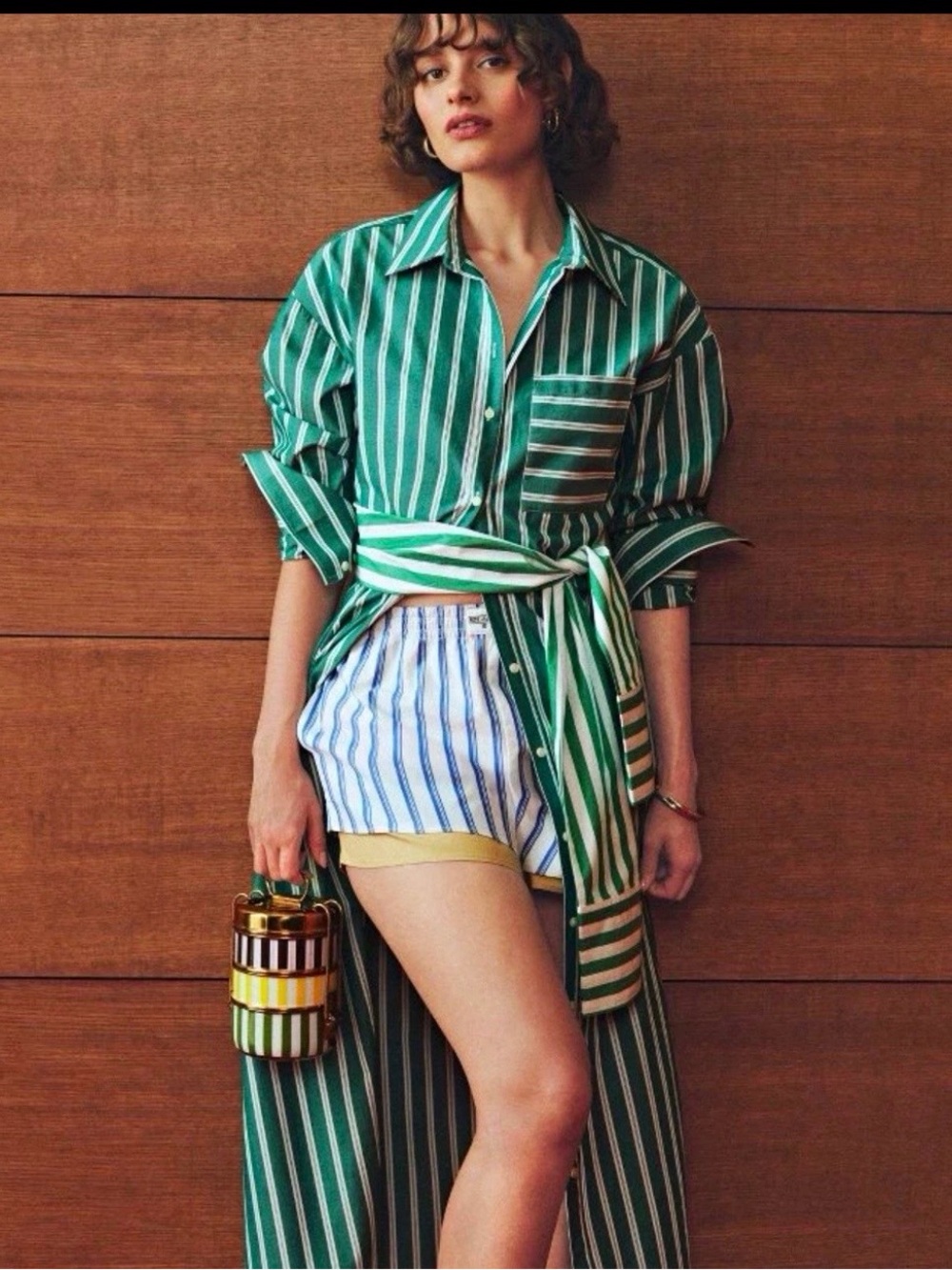 Rosie Assoulin x Target Women’s Green/White Striped Belted Shirt Dress M